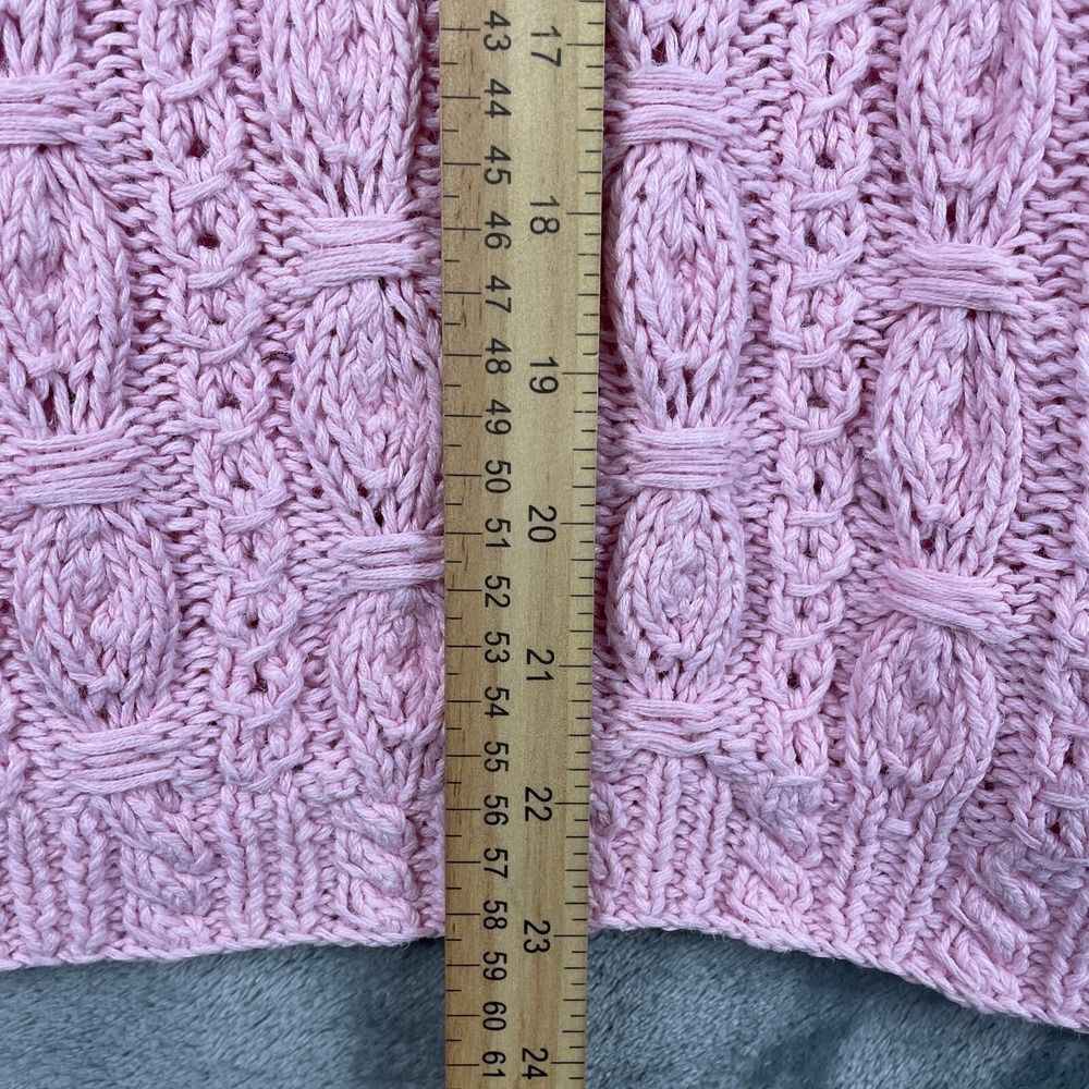 Cape Isle Knitters Cable Knit Sweater Womens Medium Soft Pink Feminine Pullover - Picture 10 of 11